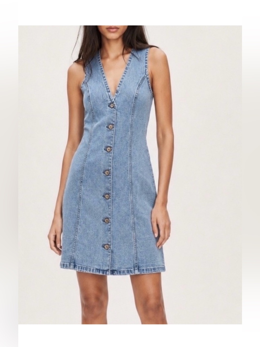 Abercrombie & Fitch Dress Womens Small Denim Dress Button Front Fitted Blue